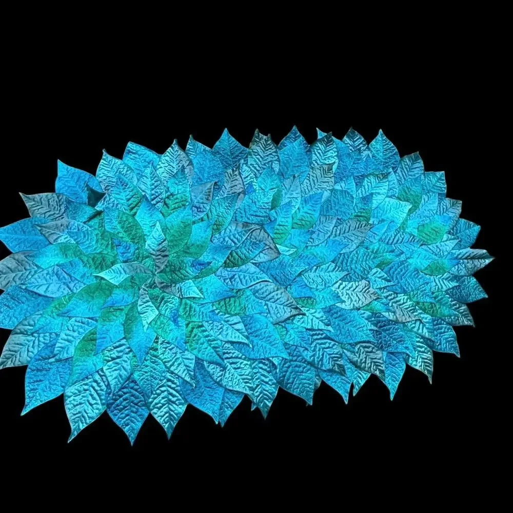 Pier 1 Set of 4 Layered Placemat Accents in Peacock Colors Blue Teal Green Boho